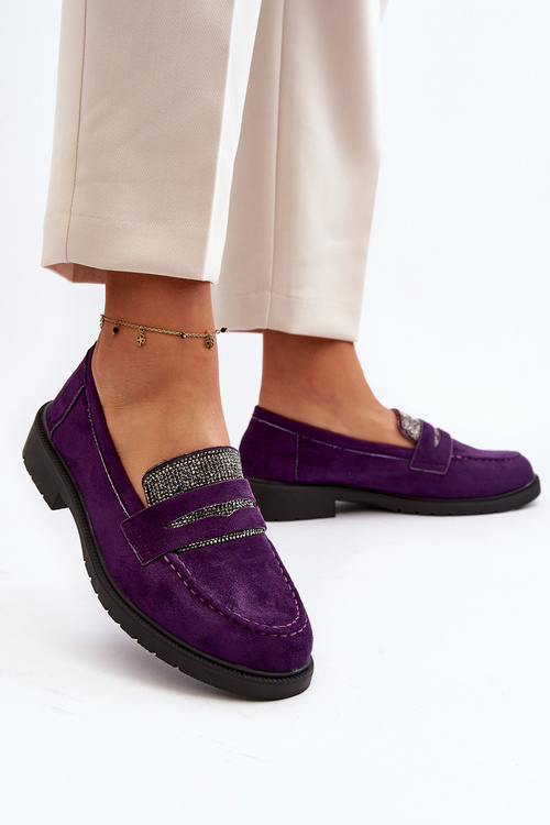 Жіночі мокасини з прикрасами фіолетового кольору Dananei