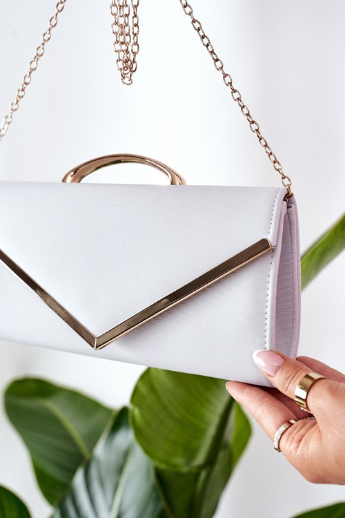 Елегантний клатч з ланцюжком сірого кольору