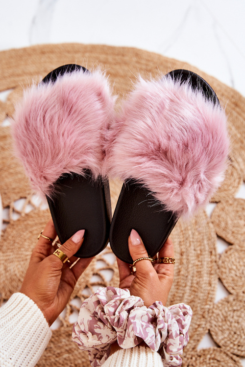 Тапочки з хутром гумові Pollie рожеві