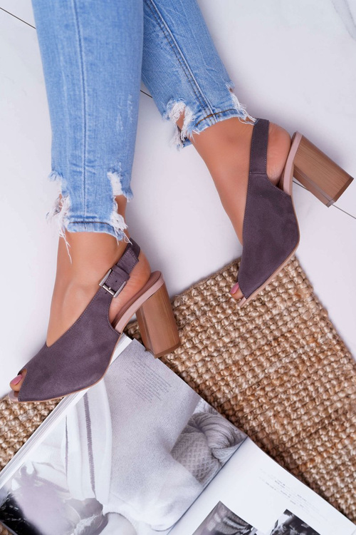 Жіночі замшеві босоніжки темно-сірі Celian