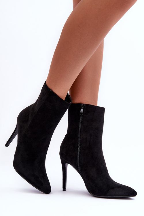 Замшеві чоботи на підборах Black Eberpia