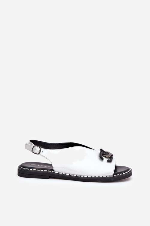 Сандалі На Плоскому Каблуці З Декорацією Еко Шкіра Срібні Tillireta