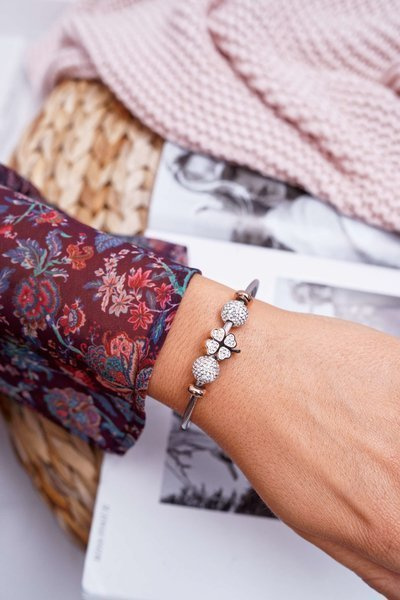 Жіночий браслет з цирконами Рожеве золото Kirby Clover