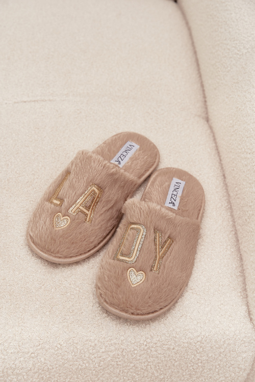 Жіночі домашні капці з хутром LADY Vinceza 19958 бежеві