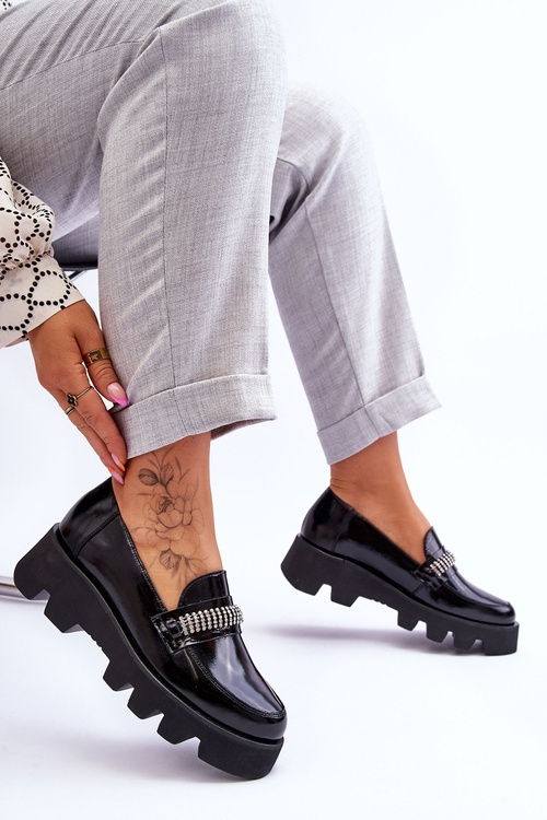 Модні лофери на платформі з декором Laura Messi 2600 Black