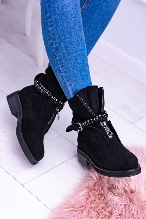 Чорні жіночі чоботи Lu Boo Rafell на блискавці з блискітками