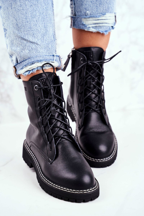 Жіночі туристичні черевики на плоскій підошві Big Star Black GG274596