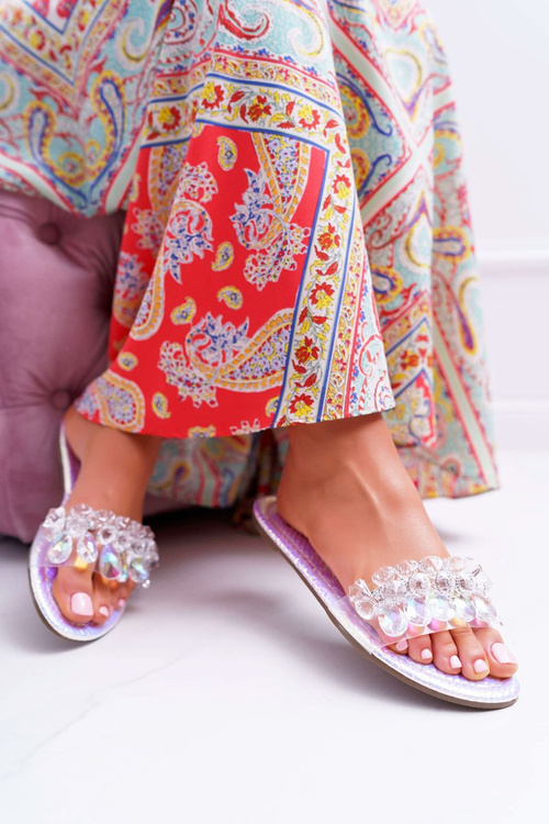 Жіночі шльопанці з цирконами Lu Boo Gasoline Silver Mediana