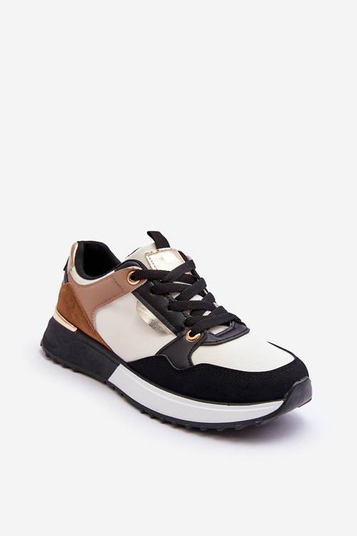 Жіноче стильне спортивне взуття бежево-чорне Katenia