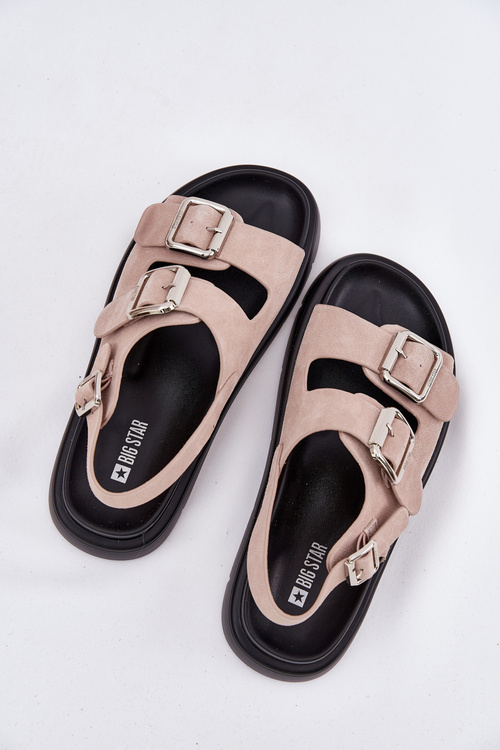 Замшеві жіночі сандалі з пряжками Big Star RR274663 світло-рожеві