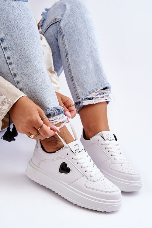 Класичне спортивне взуття з біло-чорним сердечком Amore