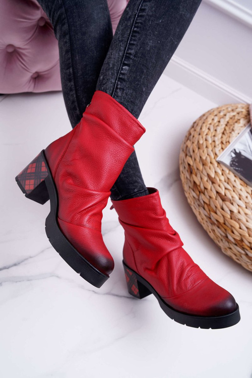 Шкіряні жіночі черевики Maciejka червоні 04216-08/00-3