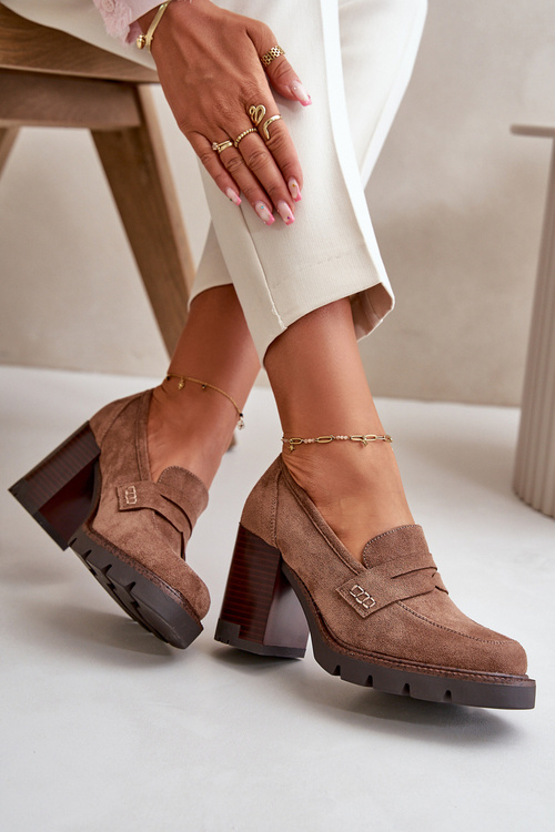 Жіночі човники на високих підборах і платформі з чорної еко-замші Vinceza 58105