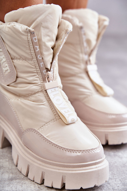 Жіночі бежеві теплі зимові черевики на блискавці Marit