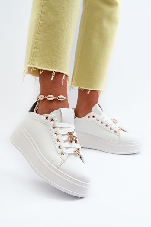 Жіночі кросівки на платформі з білими прикрасами Herbisa