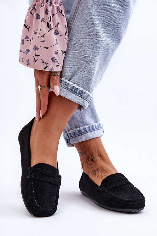 Жіночі замшеві лофери чорні Lenvie