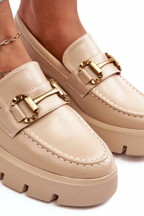 Жіночі лофери з орнаментом Beige Peuria