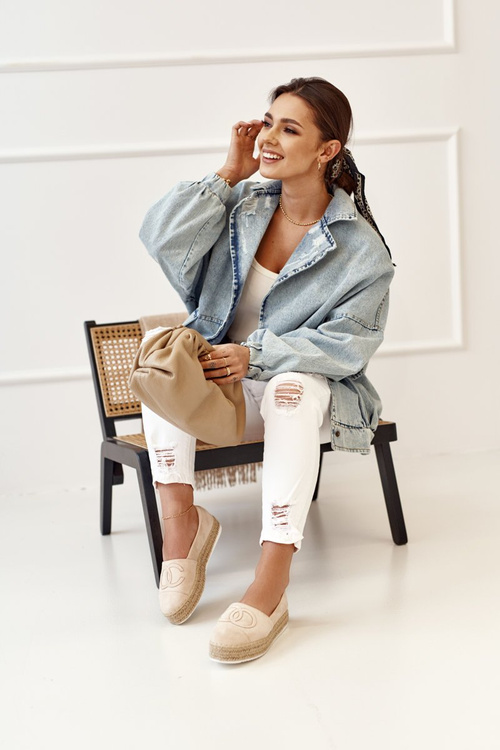 Жіночі еспадрільї на солом'яній платформі бежеві Febi