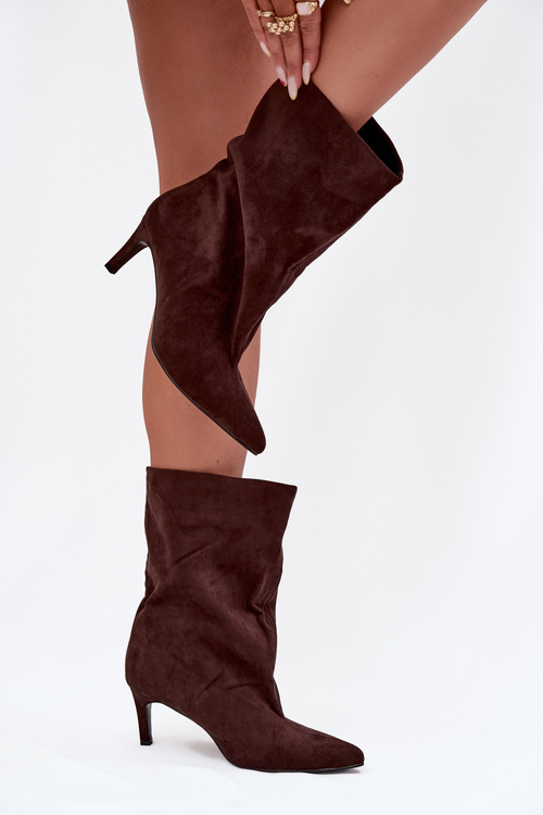 Взуття жіночі сліп-он на підборах шоколадні Solvienne