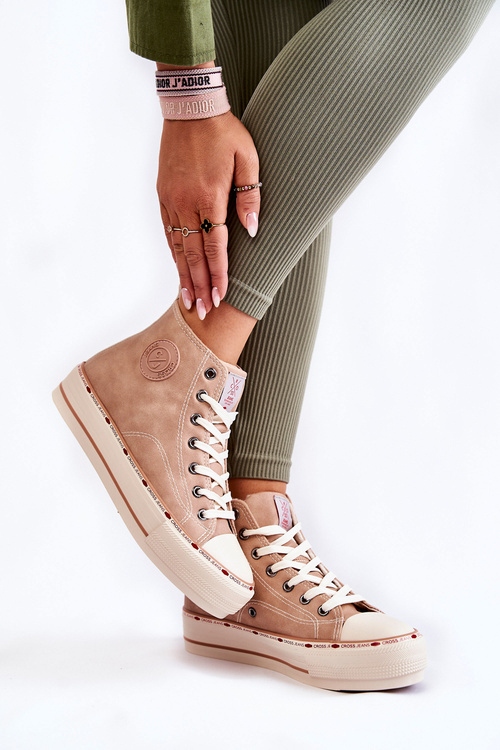 Жіночі високі утеплені кросівки Cross Jeans KK2R4045C бежевого кольору