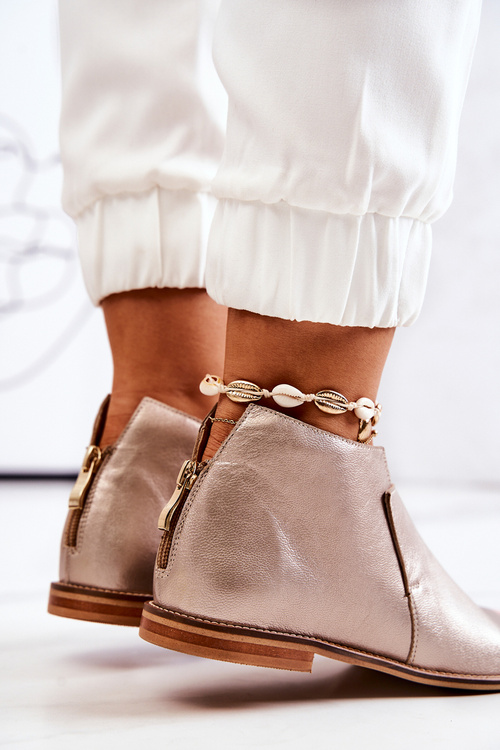 Шкіряні чоботи на підборах Laura Messi Gold 2324