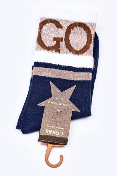 Жіночі бавовняні шкарпетки GO-GO з хутром COSAS Navy Blue