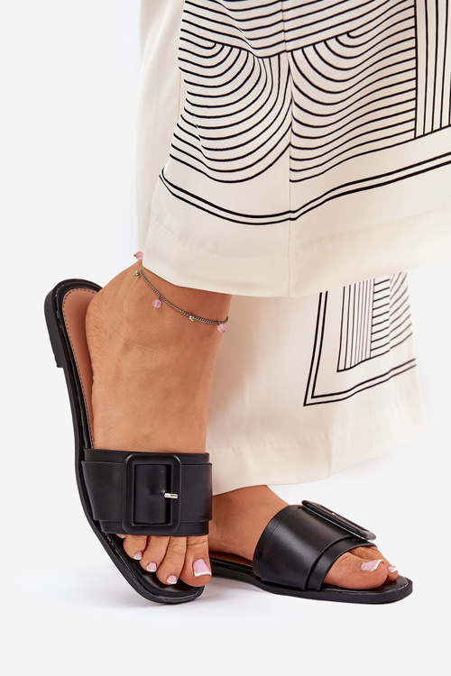 Плоскі Жіночі Сандалі Еко Шкіра З Пряжкою Золоті Bamma