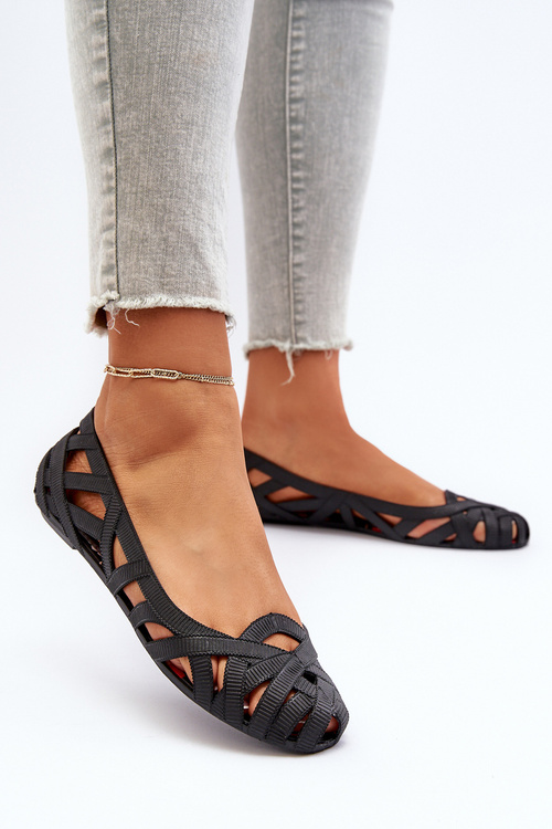 Жіночі гумові балетки чорного кольору Salam