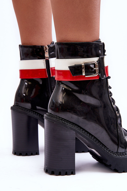 Шкіряні чоботи на підборах Чорні Adrijana