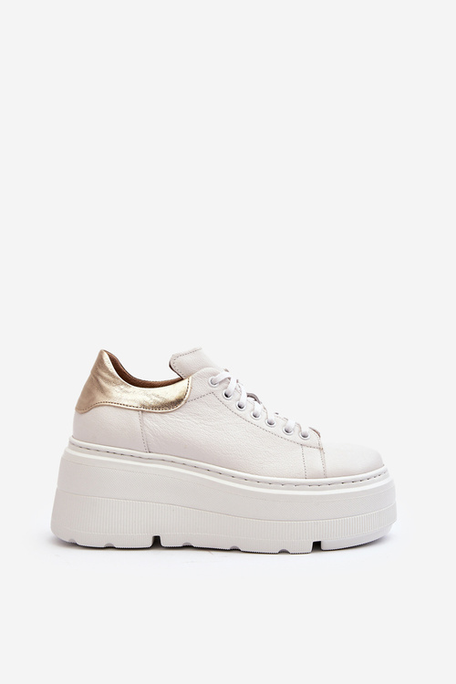 Жіноче шкіряне спортивне взуття на платформі M01/1 Zazoo світло-бежевий