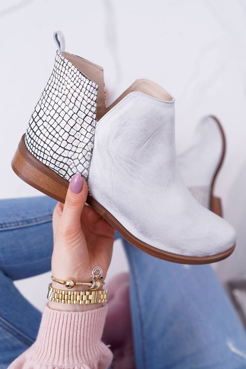 Жіночі весняні шкіряні черевики на плоскому каблуці Silver Madness