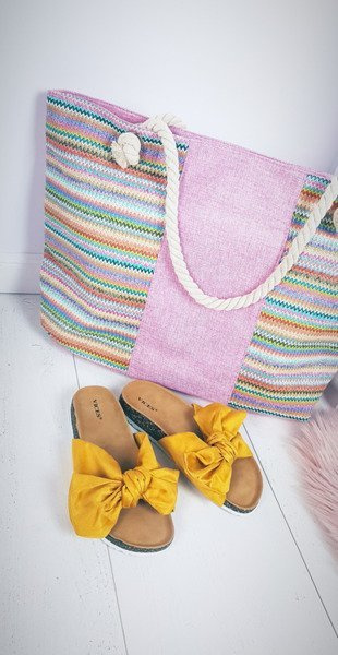 Велика пляжна сумка на шнурку рожевого кольору