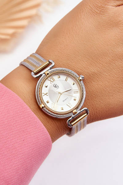 Водонепроникний жіночий годинник із сітчастим браслетом GG Luxe Gold-Silver