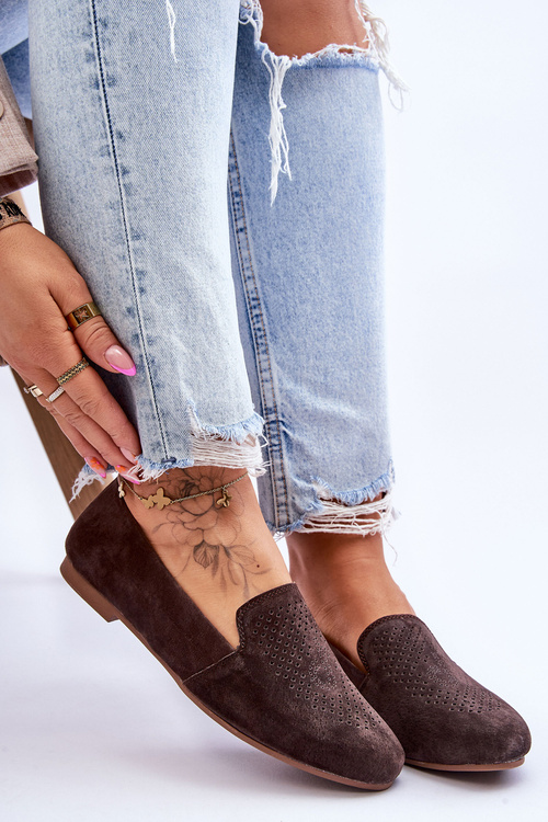 Замшеві зручні лофери коричневого кольору Giovana