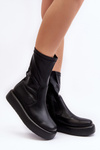 Жіночі ботильйони на платформі Екошкіра Чорні Algedi