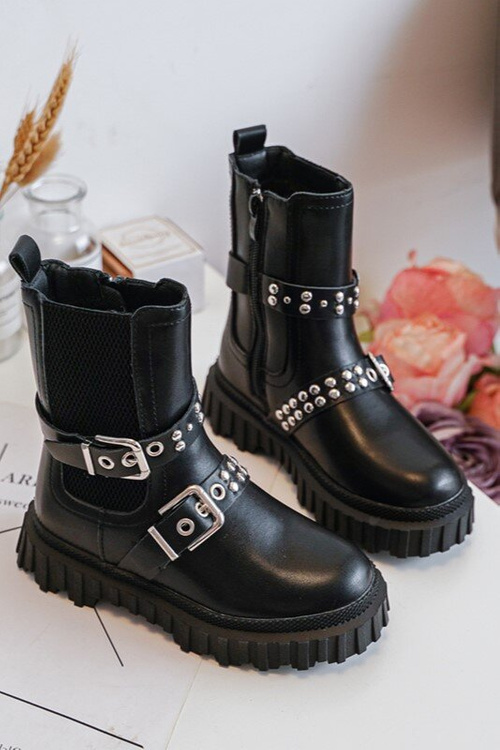 Чорні ботильйони на блискавці для дівчинки Adeneia