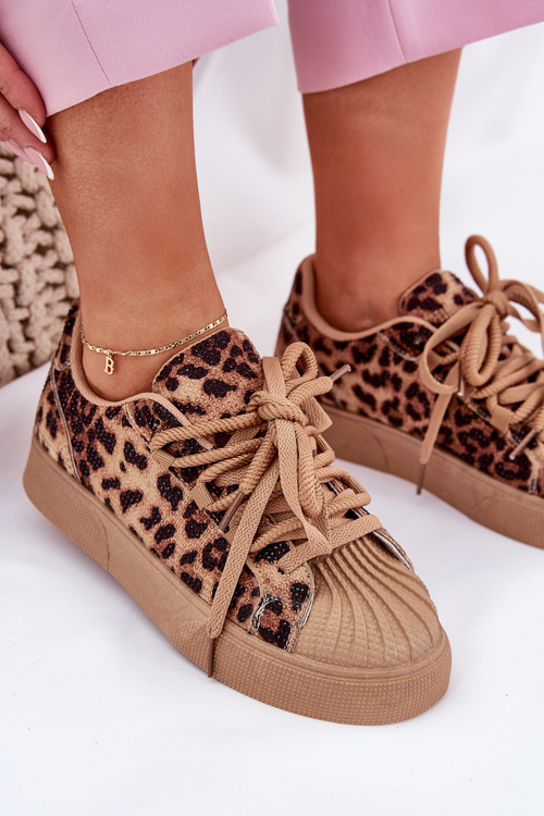 Жіночі Кросівки З Декором На Платформі Леопардові Коричневі Eanneth