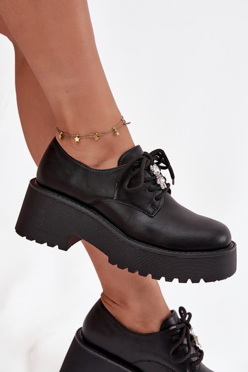 Жіночі мокасини з пряжкою з еко-шкіри чорні Laurea