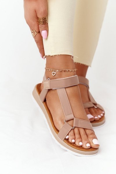 Жіночі босоніжки на гумовій підошві коричневого кольору Stranger