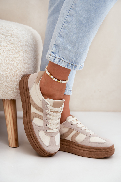 Жіночі Кросівки На Платформі Темно-бежеві Lesida