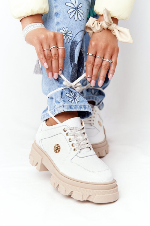 Шкіряні броги Оксфорди Lewski Shoes 3011-0 Білі