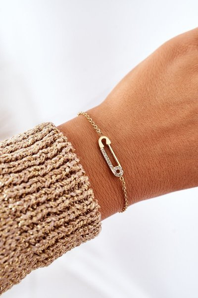 Браслет-ланцюжок із шпилькою та фіанітами