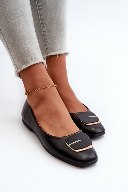 Жіночі балетки з екошкіри з декором Black Edoslli