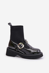 Лаковані черевики з носком і пряжкою, чорні MR880-076