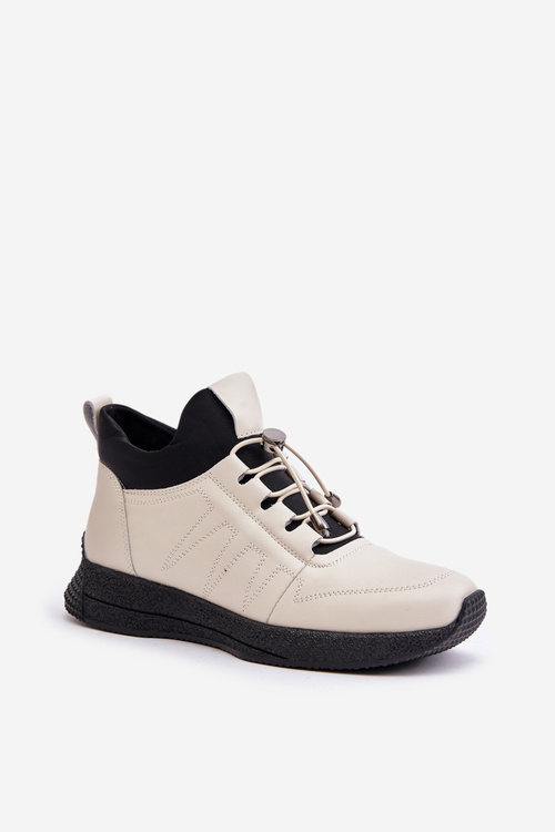 Теплі спортивні шкіряні черевики на блискавці бежеві Artiker 55C0038