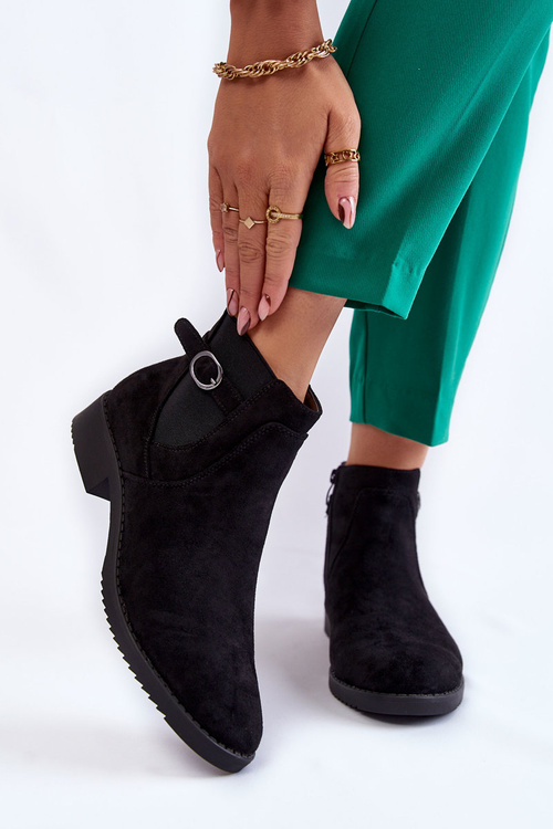 Жіночі теплі черевики замшеві Jodhpur Black Janette