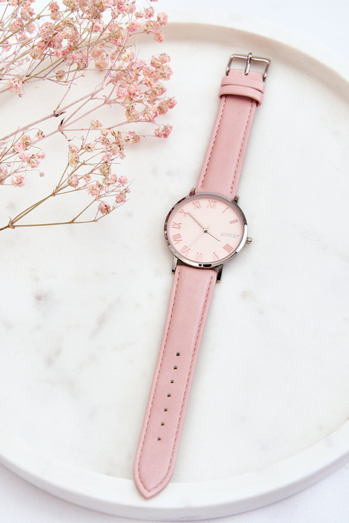 Жіночий аналоговий годинник на ремінці ERNEST Рожевий