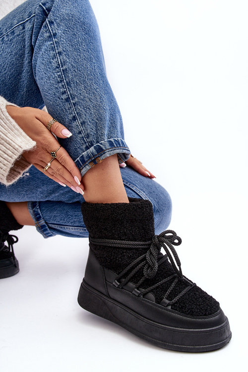 Жіночі зимові черевики на платформі чорні Ahatissa