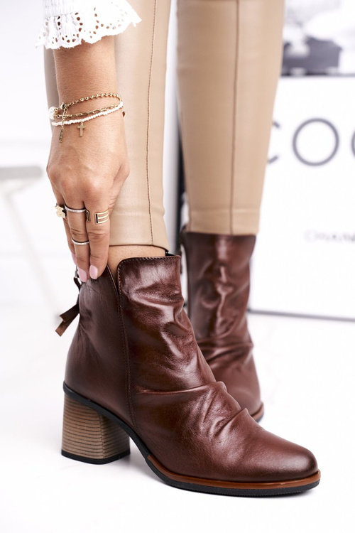 Чоботи жіночі на підборах Maciejka Brown 04757-02