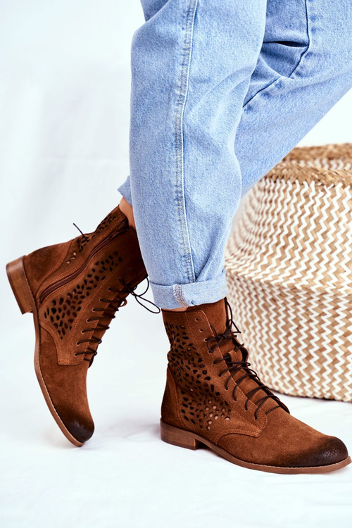 Жіночі черевики на плоскому каблуці шкіряний Camel Meridan